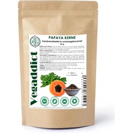 Papaya Kernels | Natural | Sun Dried | Papaya Pepper | High Papain and Carpain Content | No Additives | Raw Food | Vegan | Laboratory Tested | Gluten and Lactose Free | 25 g