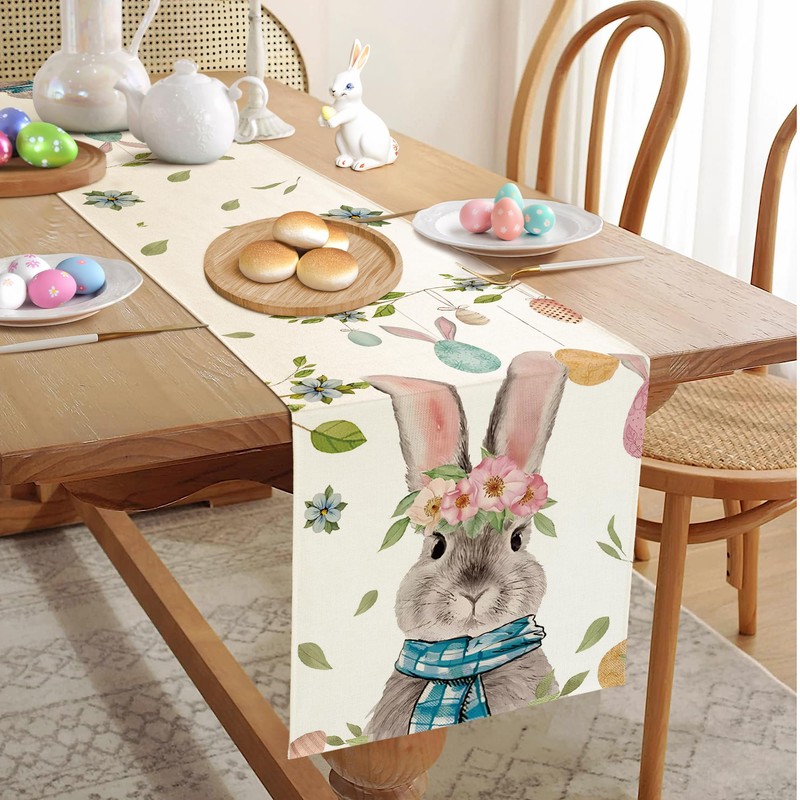 YCOLL Table Runner Easter Table Runner Spring Easter Decoration Modern