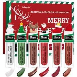 Christmas Lip Gloss Set,6pcs Lip Glaze Gift for Girl,Lip Gloss Sets for Teenage Girls Christmas,Matte Velvet & Pearlescent Red&Green,Silky Lipgloss Waterproof Lipstick Set,Pamper Gift for Girls&Women