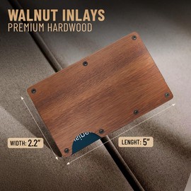 Grand Way Minimalist Wallet for Men & Women – Slim RFID Metal Card Holder with Money Clip – Aluminum Front Pocket Wallet (Walnut Wood)