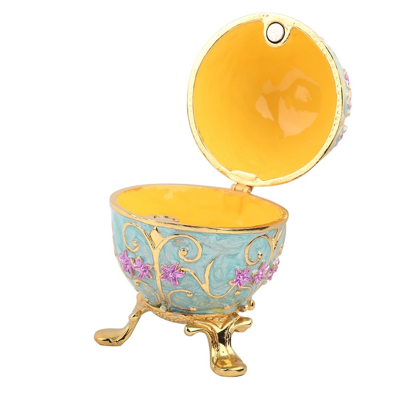Hand Made Enameled Easter Egg Jewelry Box Organizer Home Desktop