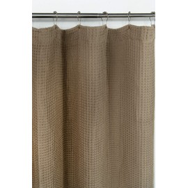Dainty Home Textured Waffle Fabric 70" x 72" Machine Washable Imperial 100% Cotton Shower Curtain, Solid Coffee