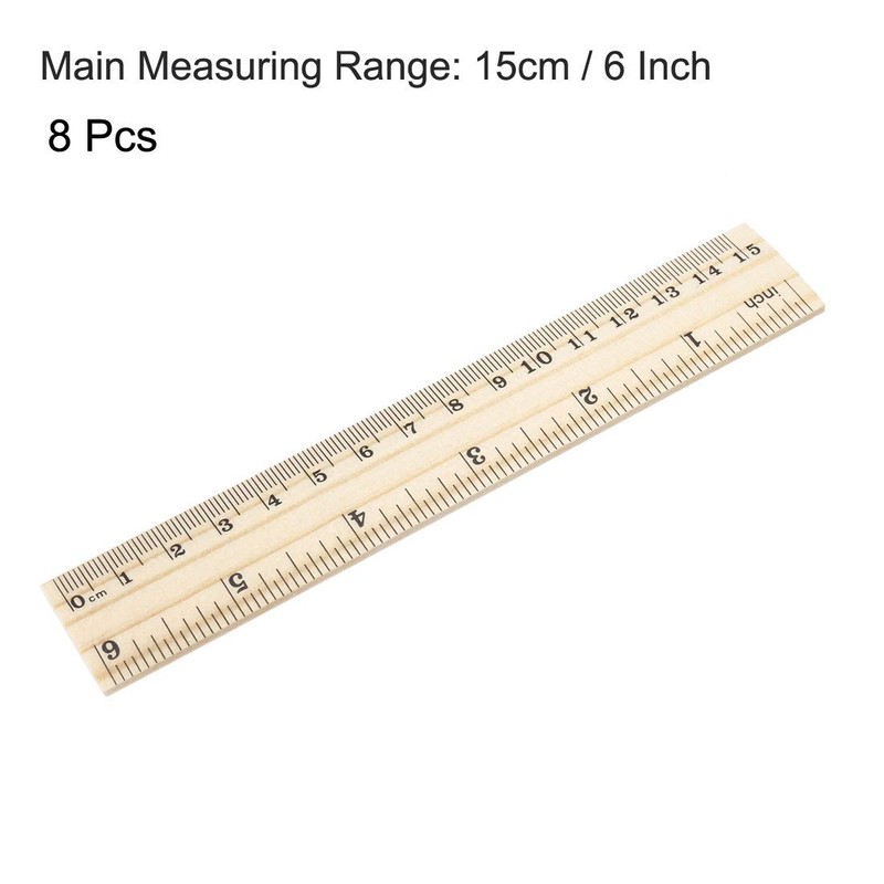 sourcing map Wood Ruler 15cm 6 Inch 2 Scale Office