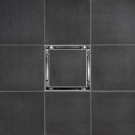 SereneDrains 304 Stainless Steel Tile in Square 4 Inch Brushed Nickel Shower Drain Kit Hair Catcher Strainer Grate Cover Bathroom Floor Insert (Brushed Nickel, 4 Inch)