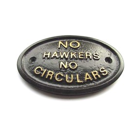 "NO HAWKERS NO CIRCULARS" HOUSE DOOR PLAQUE SIGN KEEP UNWANTED PEOPLE AWAY