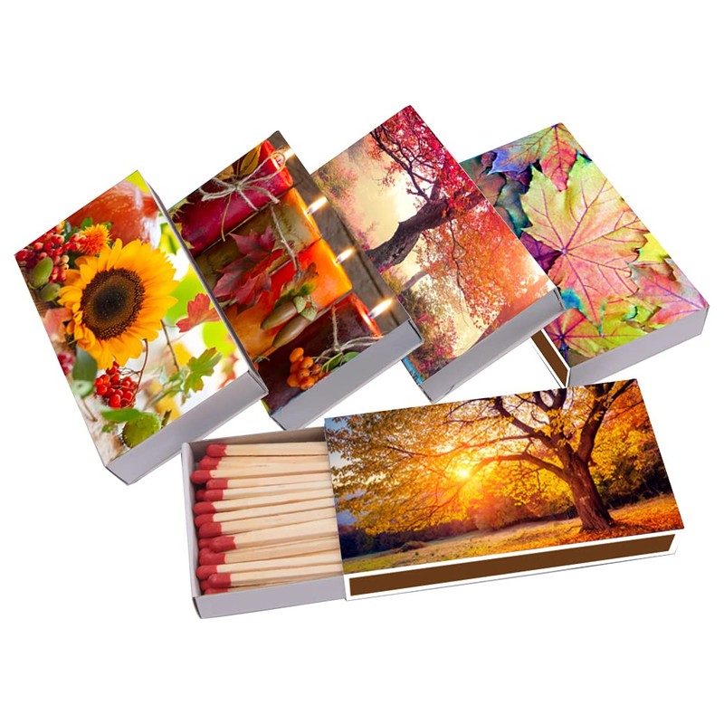 jameitop® XL Matches, 450 Pieces, Autumn Landscape Flowers Motifs, 10