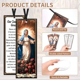 Bozidol 20 Pcs Catholic Saints Bookmarks with Holy Prayer, Religious Christian Gifts for Women Men Mother Father Godfather Godmother Church Sunday School Home Party Favors