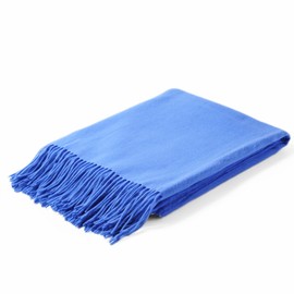 CUDDLE DREAMS Premium Cashmere Throw Blanket with Fringe, Luxuriously Soft (Porcelain Blue)