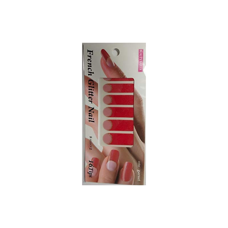 Beauty Nailer Nail Sticker French Glitter Nail Garnet