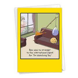 NobleWorks - 1 Hilarious Cartoon Birthday Card with Envelope - Funny Cartoons, Bday Congrats Greeting - I'm Watching You C3354BDG