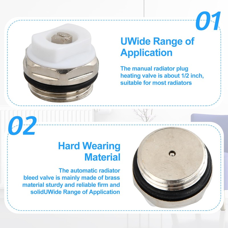 Pack of 5 Radiator Bleed Valve with 2 Bleed Keys,