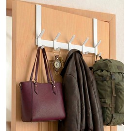 CHAUNCEY HOME Over The Door Hooks Hanger with 7" Arms for Hanging Heavy Coats, Towel, J7U, Perfectly Fits US Standard 1 3/8-inch Doors, Towel Rack Bathroom Organizer Holder, Rustproof, White