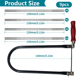 Laubsäge Set, Laubsäge 310mm mit 8 Laubsägeblätter(4 6 8 10) Handsäge Holzgriff Mini Bügelsäge 360 Grad Drehbar Drahtsäge für Präzise Schnitte und Linienbearbeitung