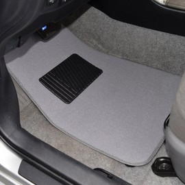 BDK Premium 4PC Set of Carpet Car Floor Mats with Vinyl Safety Heel Pad for Car, Truck, SUV, Coupe Sedan, Light Gray (MT-100-LG)