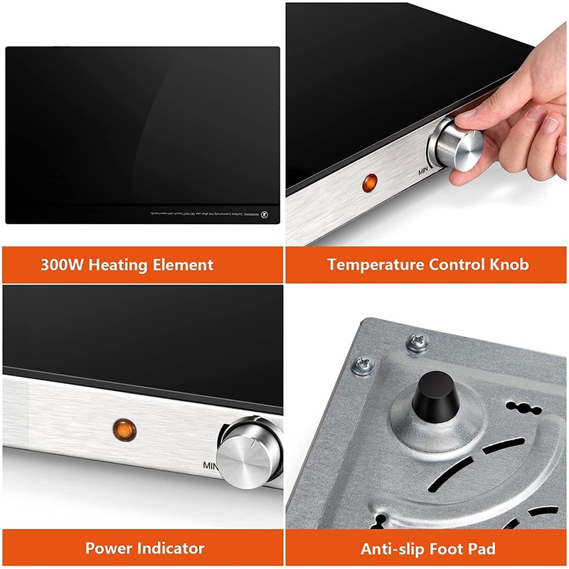 Fantask Electric Warming Tray, Long Electric Hot Plate w/Adjustable Temperature
