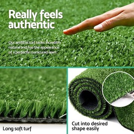 Conscience Trading Artificial Grass Turf Indoor Outdoor Rug 7FTX14FT Fake Grass Backdrop Synthetic Lawn Landscape, Faux Turf Mat for Decor, Astroturf for Dogs with Drain Holes