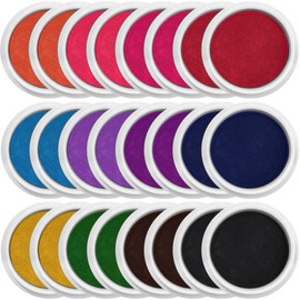 Jetec 24 Pack 7 Inch Large Washable Ink Pad Set, Handprint Footprint Ink Pad, Non-Toxic Washable Stamps Pads for DIY Crafts, Card Making, Scrapbooking, Family Art Projects (12 Colors)