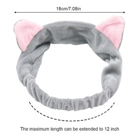 8pcs Cat Ears Headbands - Elastic Women Lovely Etti Hair Band, Spa Shower Face Wash Hair Band Face Headband Make Up Wrap Head Band Washable Colourful Cloth Fits All Head Sizes