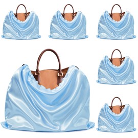 Ersmak 6 Pack Dust Bags for Handbags - Baby Blue Silk Dust Cover Bag for Purses Shoes - Satin Drawstring Dustproof Bags for Travel Storage - 19.7 x 15.7 In