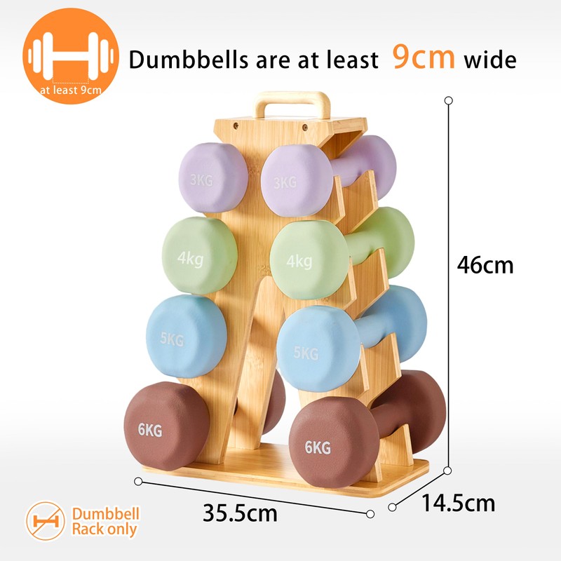 Wooden Dumbbell Rack for Home Gym Storage – Space-Saving A-Frame