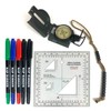 Land Nav Kit with Lensatic Compass, Protractor, Pace Counter &