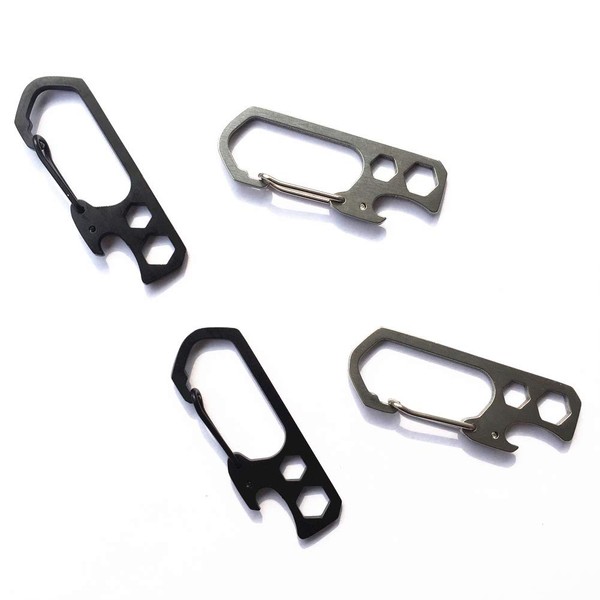 4 Pcs Stainless Steel Carabiner Clip Spring Snap Hook Carabiners With Bottle Opener for Backpack Camping Use Keychains Accessories (4Pcs #1)