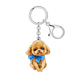 DUOWEI Acrylic Cute Golden Doodle Keychain Key Ring Dog Gifts for Women Dog Mom Poodle Lovers Car Keys Wallet Accessories (Gold)