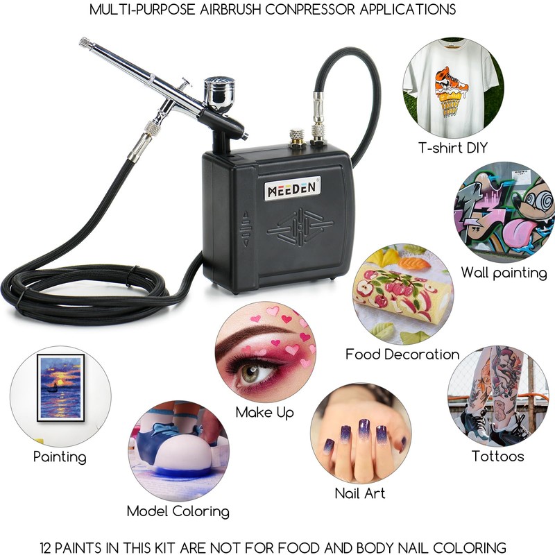 MEEDEN Airbrush Kit with Air Compressor, Dual Action Air Brush