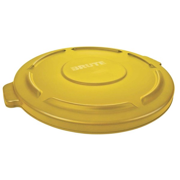 Retail Resource 263100YEL Flat Trash Can Lid for 32 Gallon Rubbermaid Brute, Yellow