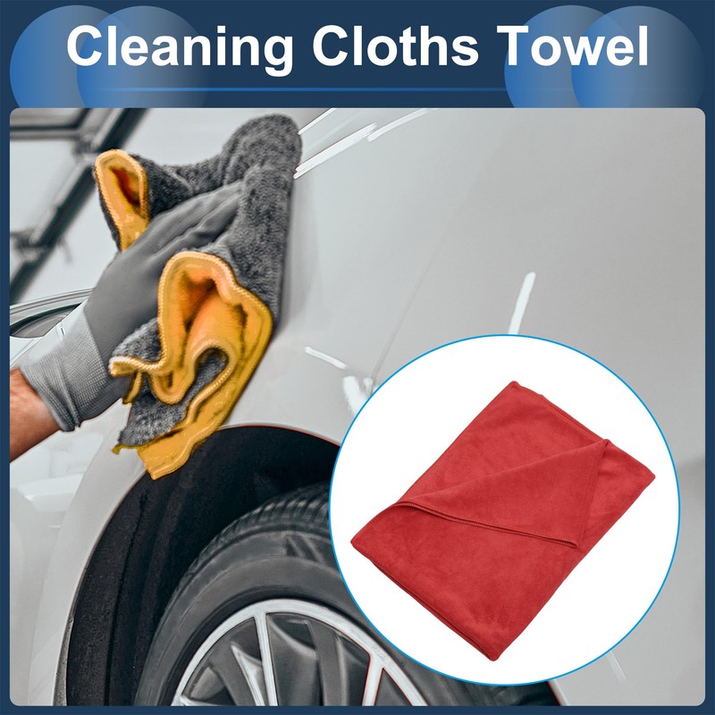 INFINAUTO Cleaning Cloths Towel,Car Drying Plush Cloth Absorbent Microfiber Red,1pcs