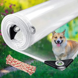 20Mil Clear Tarps Heavy Duty Waterproof, 8x10ft Plastic Clear Tarp with Grommets for Patio, Outdoor Porches, Pavilion Rain Shield, Winter Plants Greenhouse, PVC Vinyl Transparent Tarpaulin（2.5x3m）