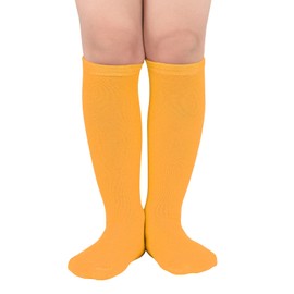 American Trends Toddler Baseball Socks Soccer Socks Kids Athletic Tube Socks Girls Boys Softball Socks Youth Knee High Socks, 1 Pack Solid Orange, Large