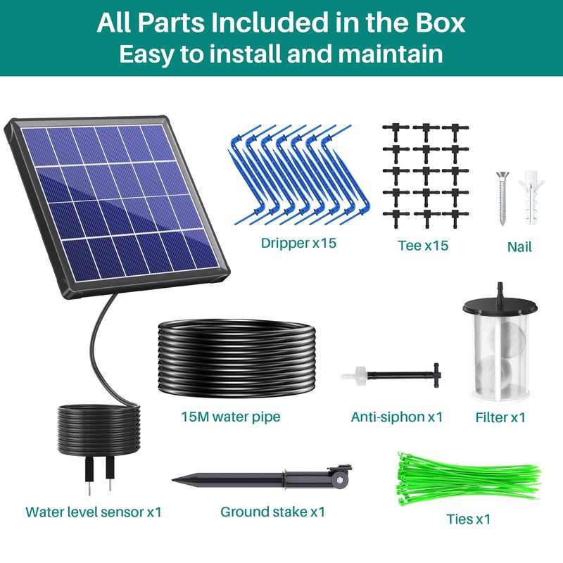 Biling Solar Drip Irrigation System, 3W Drip Irrigation Kit Digital