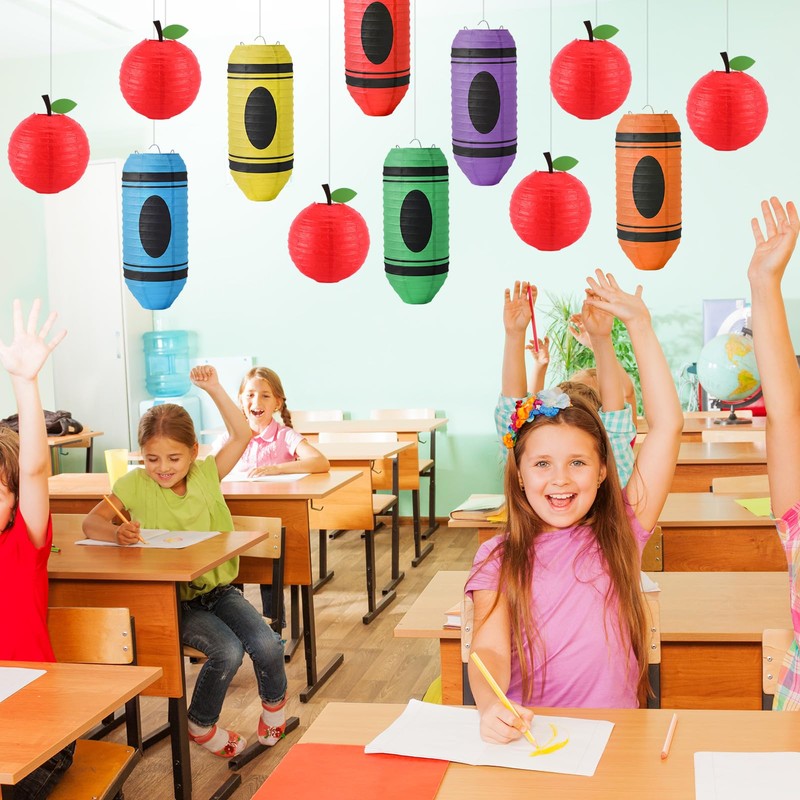 Baquler 12 Pcs Crayon Apple Lanterns, Pencil Back to School