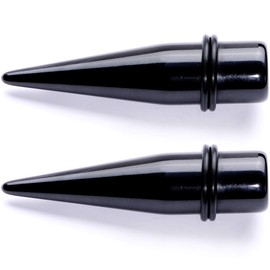 Body Candy Unisex Ear Gauges Stretching Kit Straight Tapers for Stretched Ears Black Acrylic Taper Set 9/16"