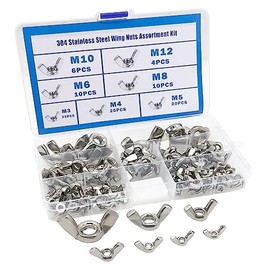 Hooshing 100Pz Kit Surtido de Tuercas de Mariposa M3 M4 M5 M6 M8 M10 M12 Tuercas de Mariposa de Acero Inoxidable 304 Piezas de Fijación