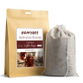 HOMYHEE Cold Brew Coffee Bags 60 Count Disposable Fine Mesh Brewing Bags for Concentrate/Iced Coffee Maker, French/Cold Press Kit, Hot Tea in Mason Jar or Pitcher, 6 x 10 Inches
