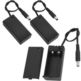 LUORNG 3PCS DC Injection Molded 2.1x5.5 Male Battery Holder w/Cover w/Switch 9V Battery Holder w/DC Power Plug Cable