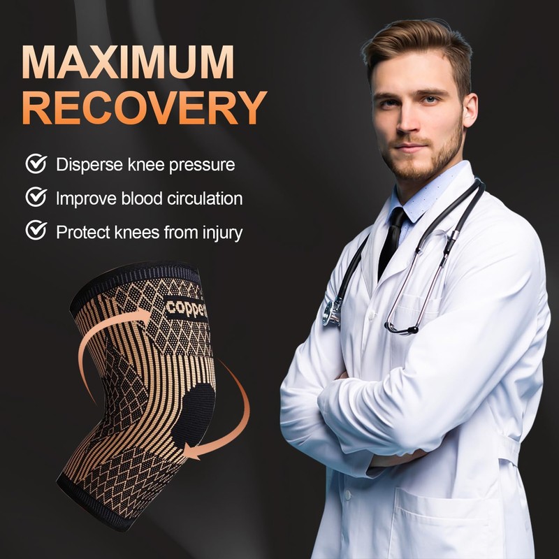 Copper Knee Braces for Men and Women (2 pack) -H