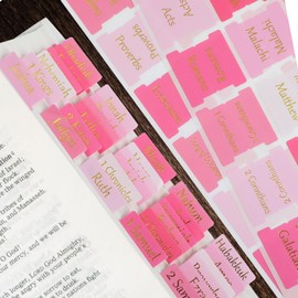 NEWEST 96 Pieces Bible Tabs, Pink Bible Tabs for Women Large Print Bible Tabs for Study Bible Gold Foil Bible Book Tabs for Old and New Testament, 30 Blank Bible Index Tabs
