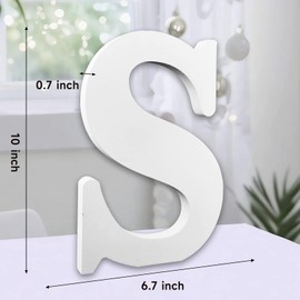 AOCEAN 10 Inch White Big Wood Letters, Unfinished Wooden Letters for Wall Decor Decorative Standing Letters Slices Sign Board Decoration for Craft Home Party Projects (S)