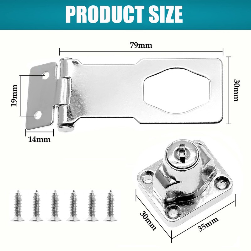 Litensh Hasp Lock Padlock Gate Latch Door Bolt Lock with