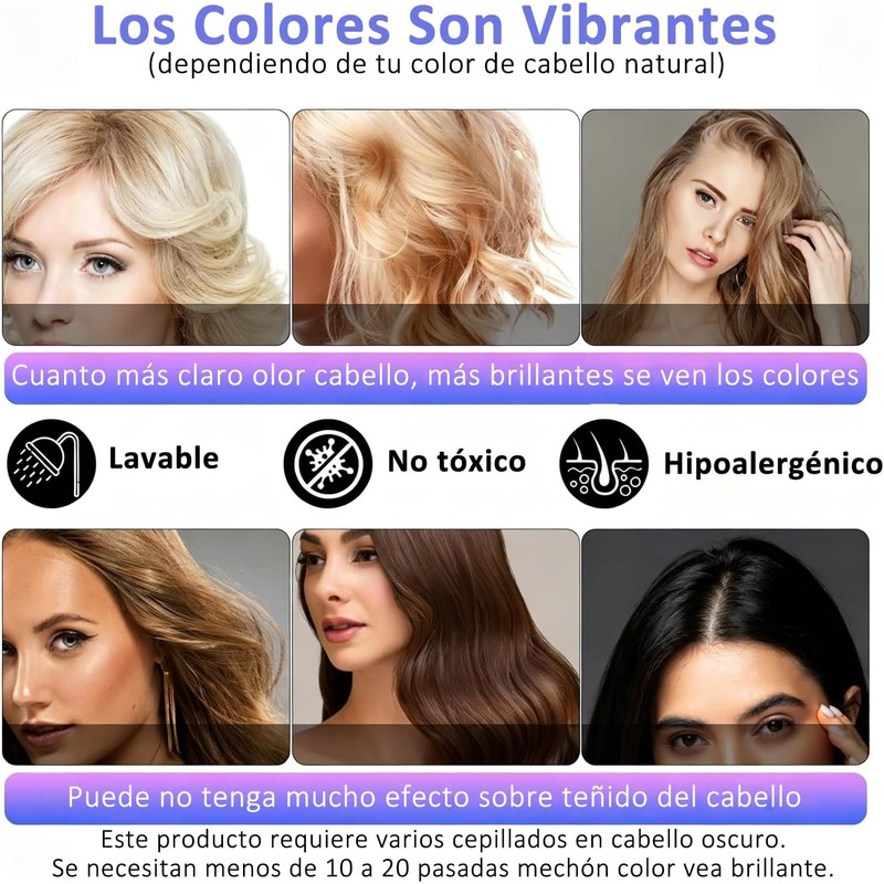 Tinte pelo temporal de 10 Colores, Peine de Tiza Lavable