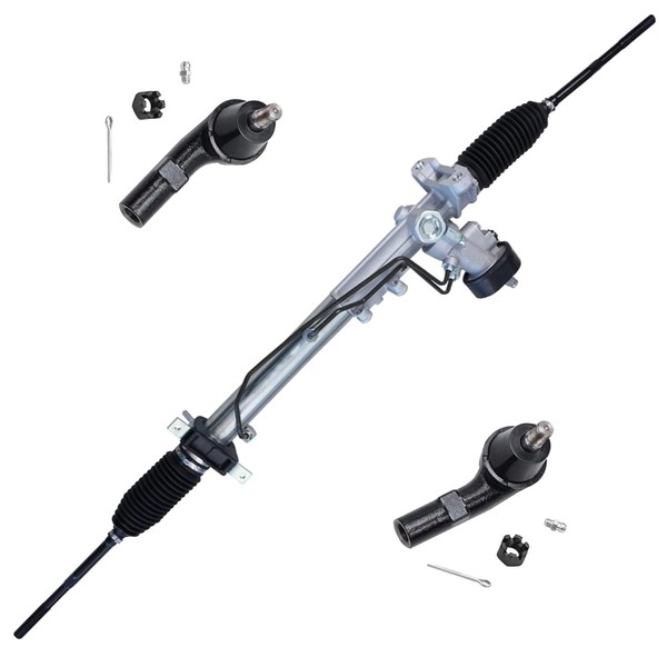 Detroit Axle - Steering Rack & Pinion Kit for Volkswagen Jetta Golf Beetle Complete Power Steering Rack & Pinion Assembly + 2 Outer Tie Rod Ends Replacement