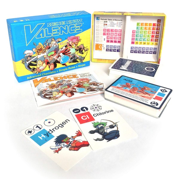 Science Ninjas : Valence Card Game- Advanced Chemistry + Simple Rules + Ninjas! Teach Kids How Molecules Form and Chemicals Interact!