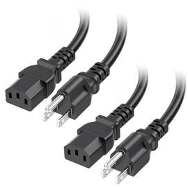 Cable Matters Paquete de 2 Cables de alimentación para Monitor de computadora de 3 Clavijas de 16 AWG (NEMA 5-15P a IEC C13)