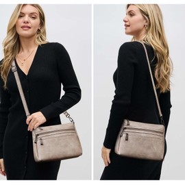 Crossbody Bags for Women Crossbody Purses Vegan Leather Shoulder Bag Women's Cross body Handbags Adjustable Strap Grey