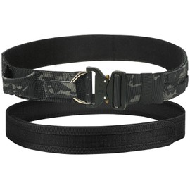 MOVEMINGLE Tactical Belt MOLLE Battle Belt 1.9” with 1.5" Inner Belt Quick Release Metal Buckle Heavy Duty Belts for Men Black Camo XL