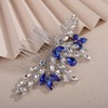Teyglen Silver Blue Teardrop Crystal Wedding Hair Comb Full Rhinestone