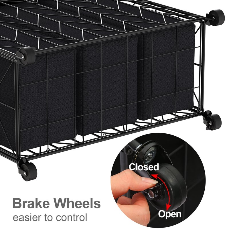 WOWLIVE Laundry Basket with Wheels, 142L Hamper 3 Section with